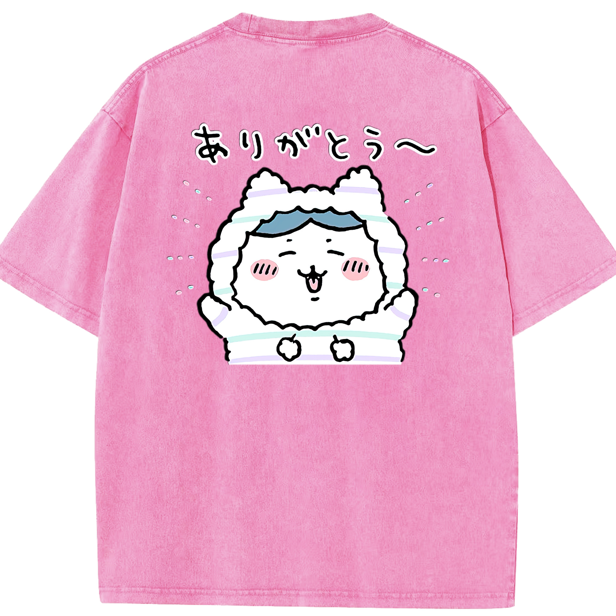 （画像用） ちいかわ ハチワレ Chii-kawa hachiware 綿100% ヴィンテージ風 半袖Tシャツ（背面プリント）